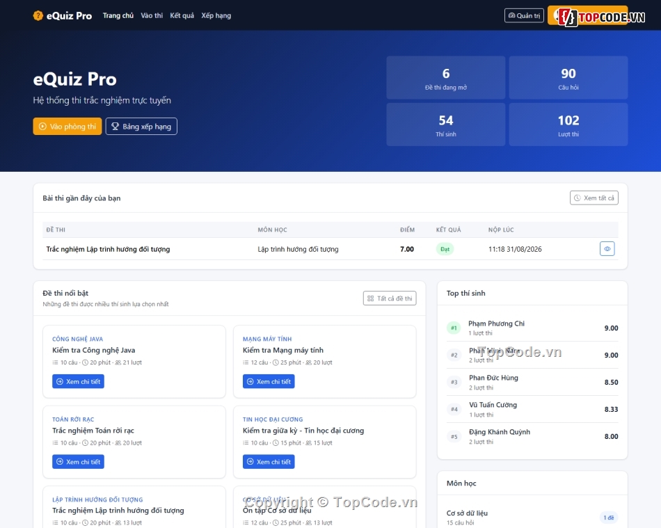 Web Thi Trắc Nghiệm Online,thi trắc nghiệm,code thi trắc nghiệm